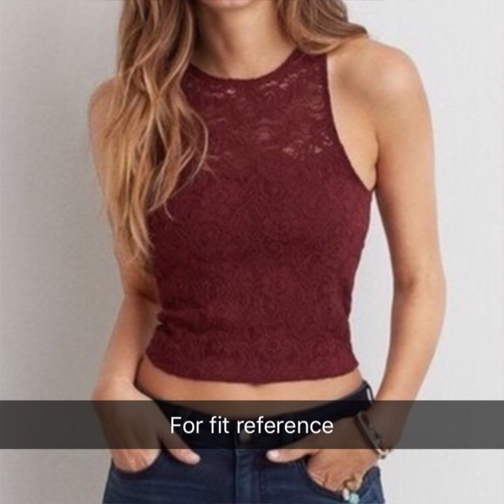 American Eagle Gray Lace Crop Tank